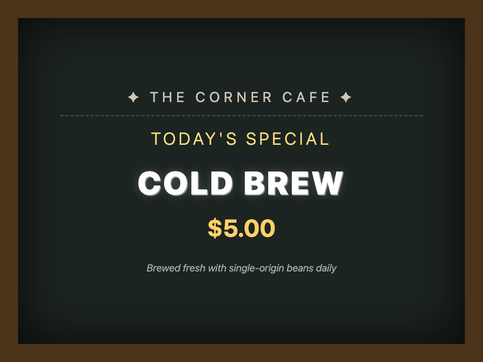 Chalkboard Hand Lettering on Cafe Menus — Design preview