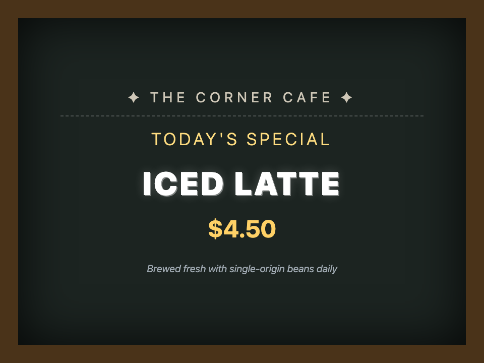 Chalkboard Hand Lettering on Cafe Menus — Before